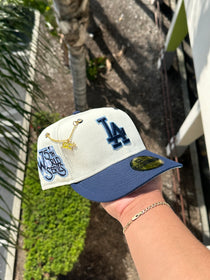 NEW ERA EXCLUSIVE 59FIFTY CHROME WHITE/NAVY LOS ANGELES DODGERS W/ 75TH WORLD SERIES PATCH (ICY UV)