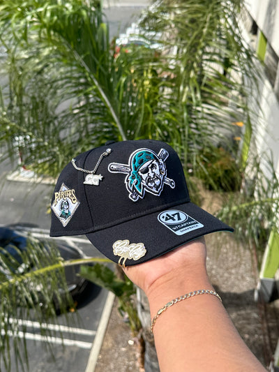 NEW* BLACK PITTSBURGH PIRATES '47 CAPTAIN SNAPBACK W/ PIRATES PATCH (TURQUOISE UV)