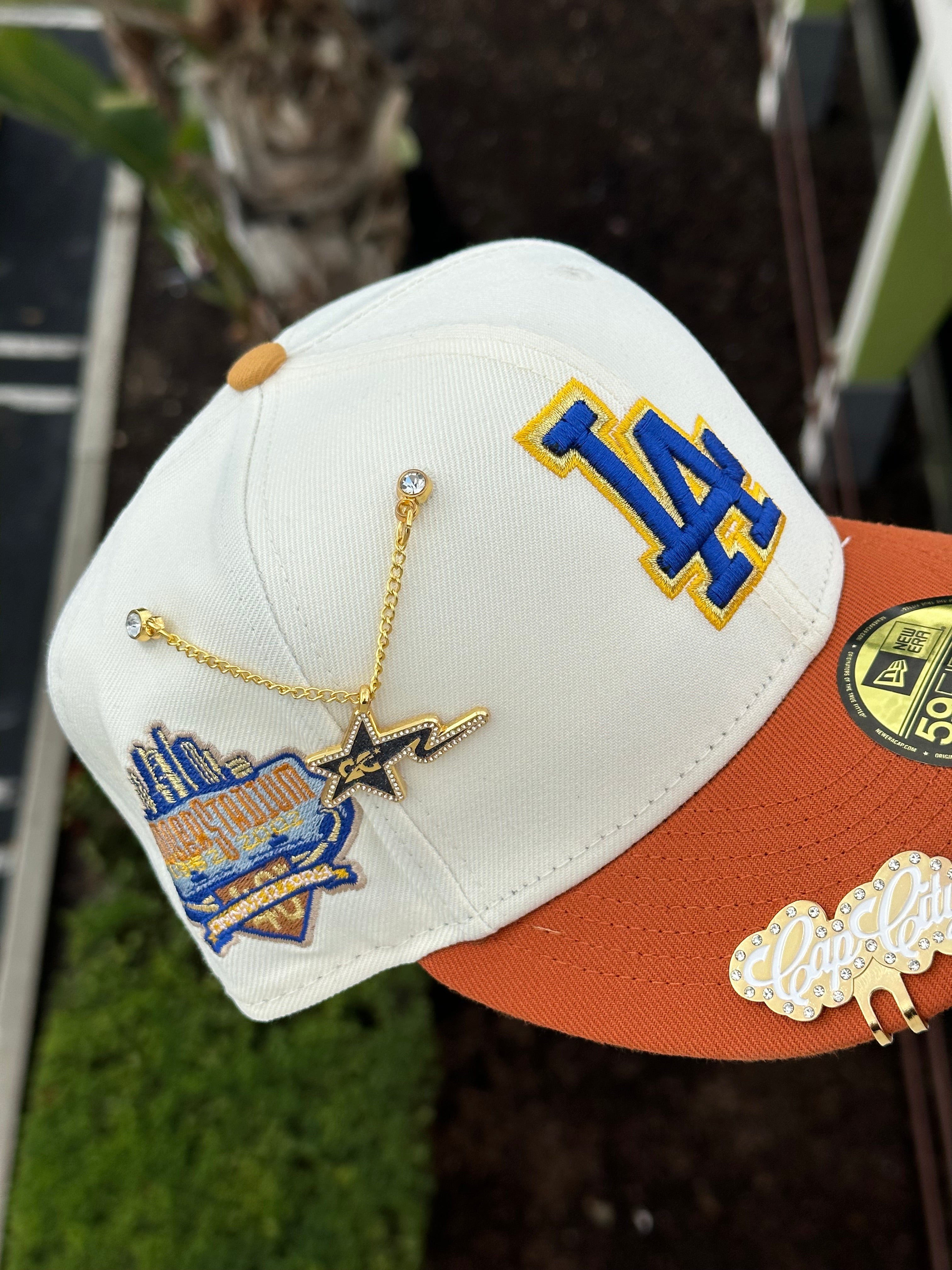 EXCLUSIVO DE NEW ERA 59FIFTY CROMADO BLANCO/NARANJA LOS ANGELES DODGERS CON PARCHE DEL 40 ANIVERSARIO 