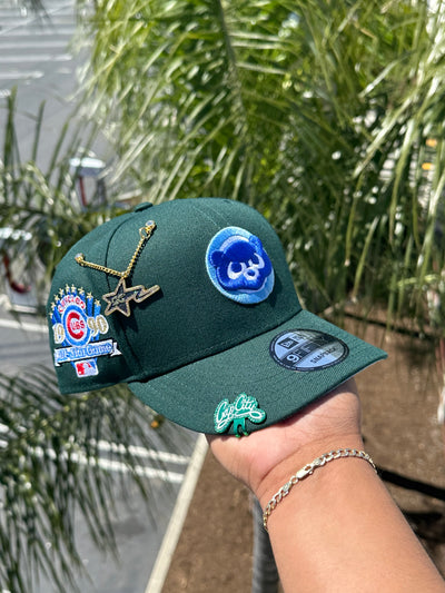 NEW ERA EXCLUSIVE 9FIFTY FOREST GREEN CHICAGO CUBS SNAPBACK W/ 1990 ALL STAR GAME PATCH (ICY UV)
