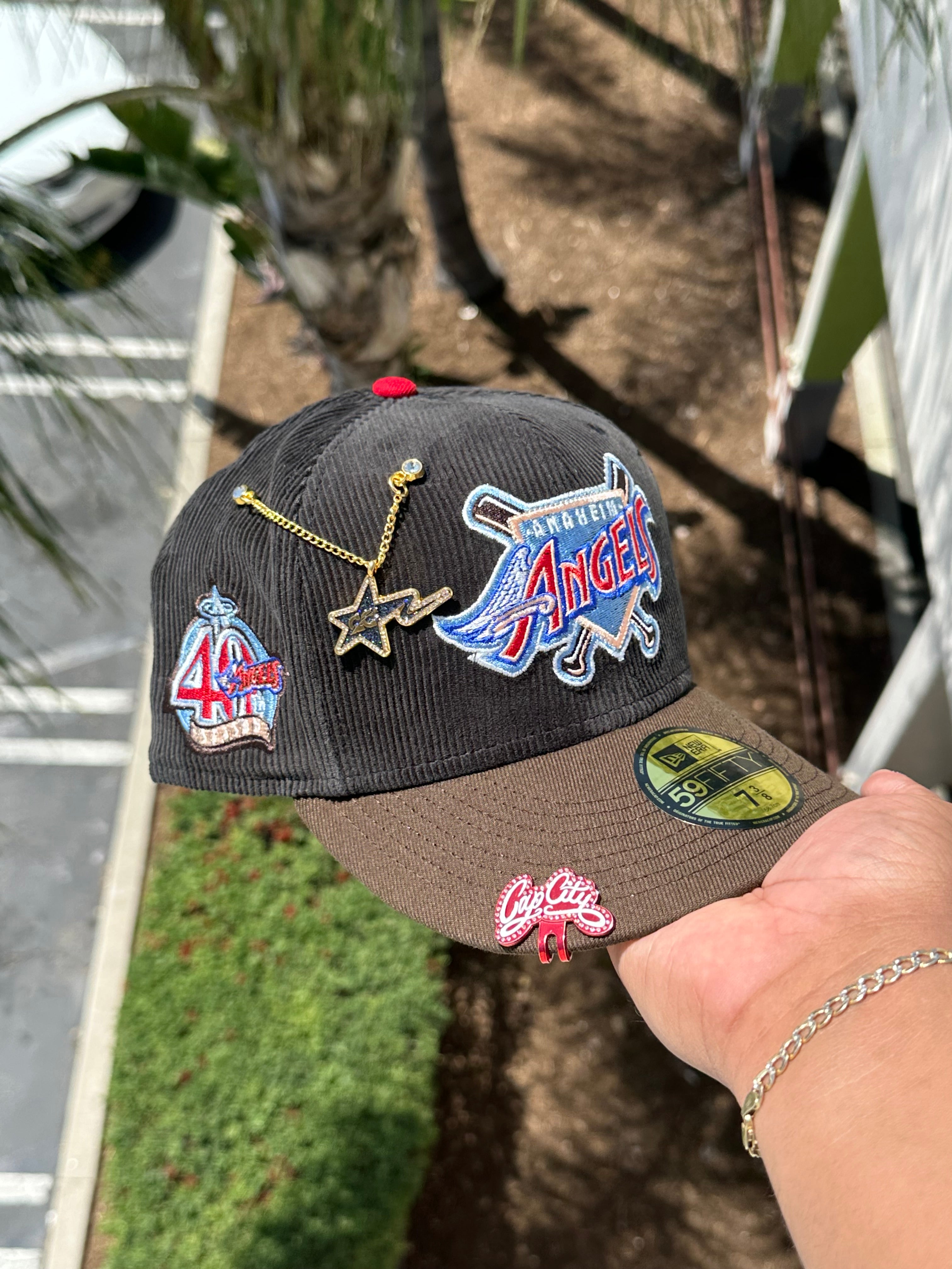 NEW ERA EXCLUSIVE 59FIFTY CORDUROY/WALNUT ANAHEIM ANGELS W/ 40TH ANNIVERSARY PATCH