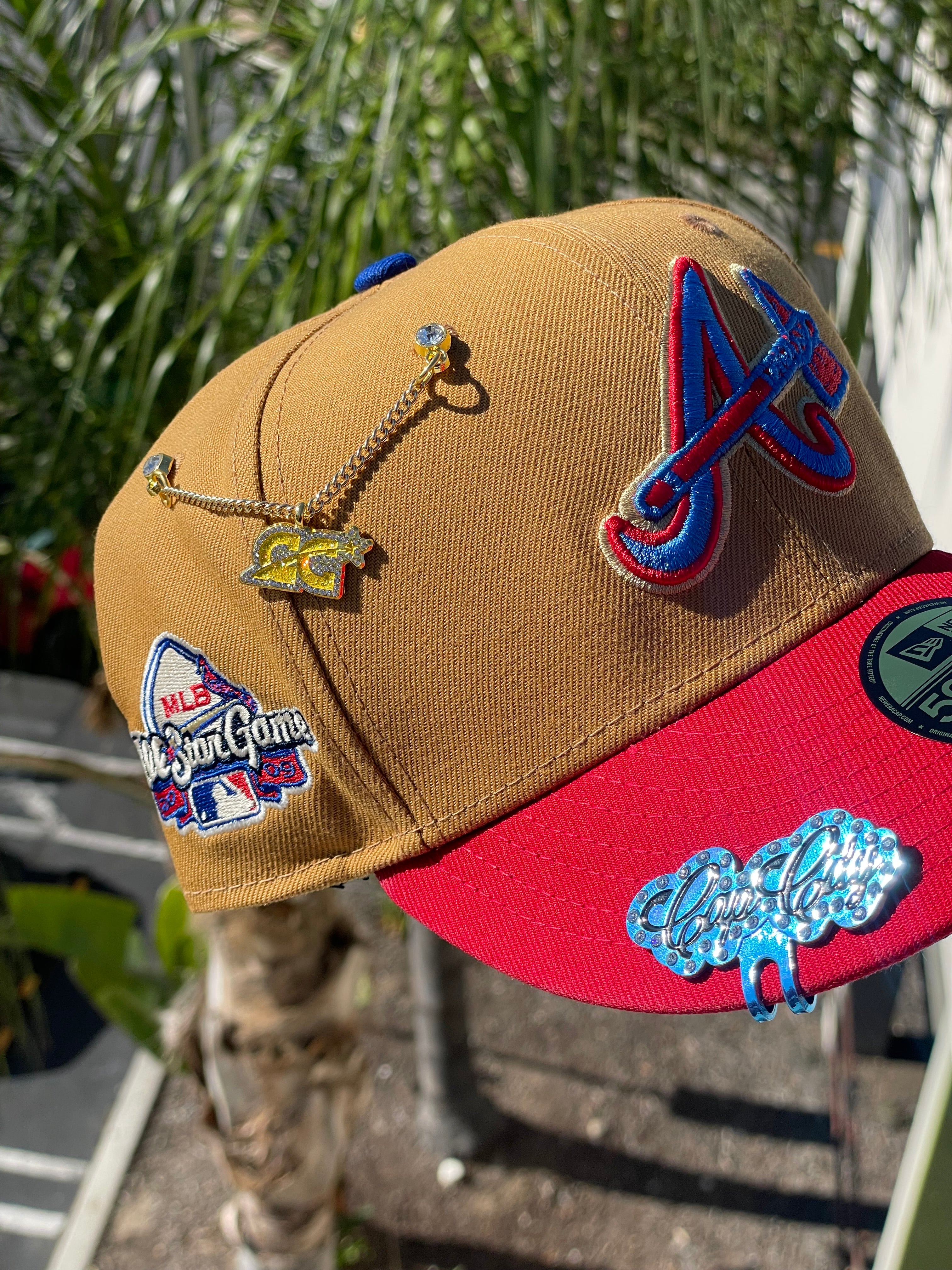 NEW ERA EXCLUSIVE 59FIFTY TAN/RED ATLANTA BRAVES W/ 2009 ALL STAR GAME PATCH