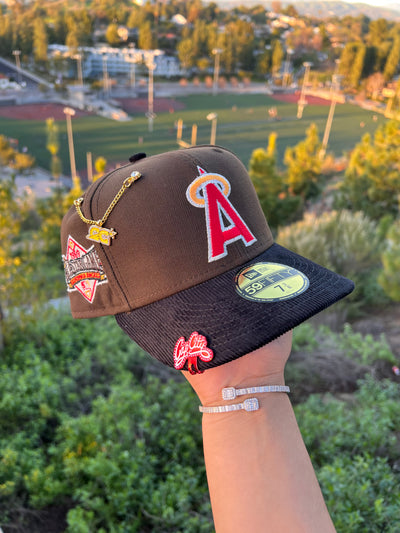 NEW ERA EXCLUSIVE 59FIFTY MOCHA/CORDUROY ANAHEIM ANGELS W/ 1989 ALL STAR GAME PATCH (RED UV)