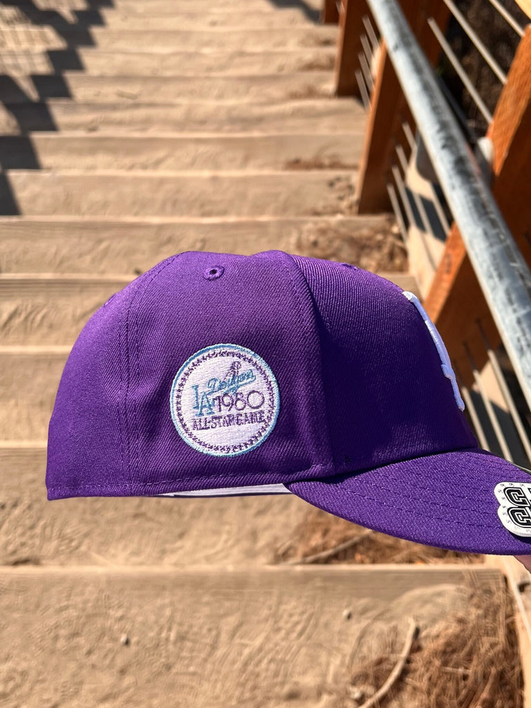 NEW ERA EXCLUSIVE 59FIFTY PURPLE LOS ANGELES DODGERS W/ 1980 ALL STAR GAME PATCH (ICY UV)