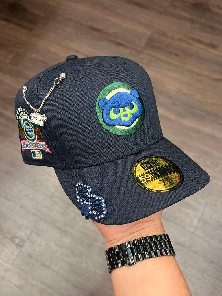 NEW ERA EXCLUSIVE 59FIFTY NAVY CHICAGO CUBS W/ 1990 ALL STAR GAME PATCH (DARK GREEN UV)