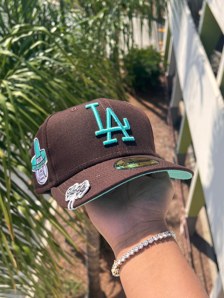 NEW ERA EXCLUSIVE 59FIFTY CHOCOLATE LOS ANGELES DODGERS W/ 1959 ALL STAR GAME PATCH (TURQUOISE UV)