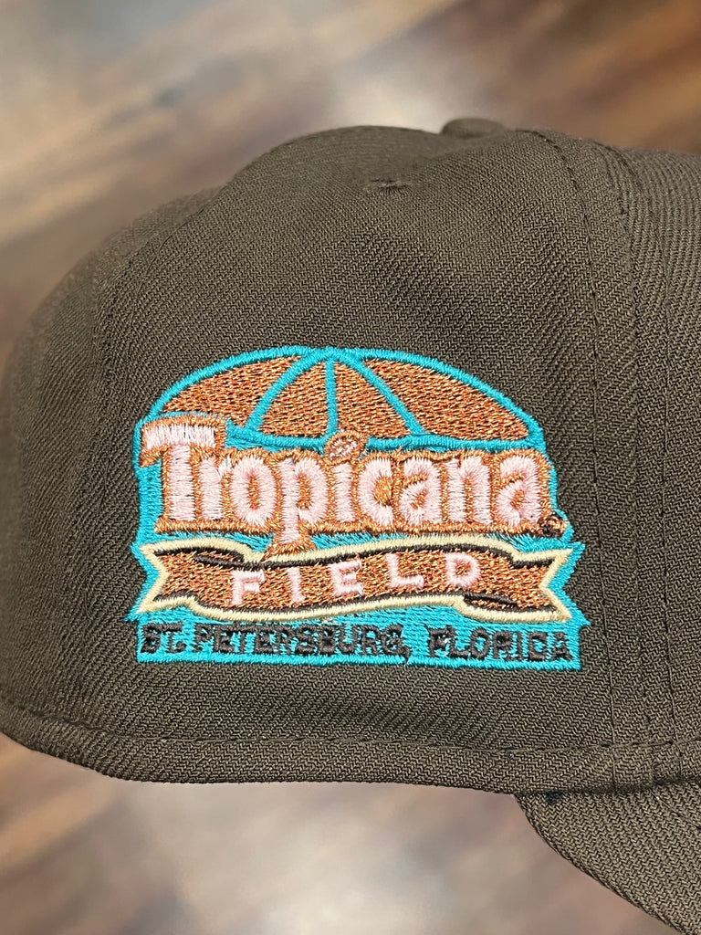 NEW ERA EXCLUSIVE 59FIFTY BROWN TAMPA BAY RAYS W/ TROPICANA FIELD PATCH (PINK UV)