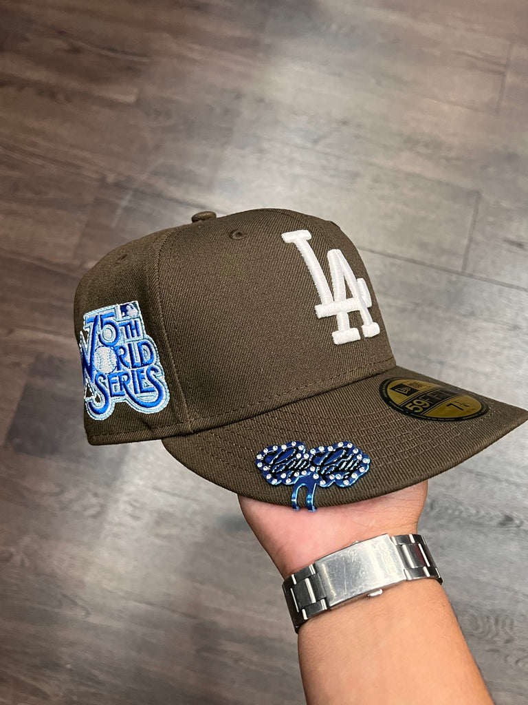 NEW ERA EXCLUSIVE 59FIFTY BROWN LOS ANGELES DODGERS W/ 75TH WORLD SERIES PATCH (ICY UV)